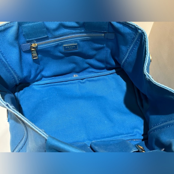 Blue Prada Canapa Large Tote - Picture 14 of 16